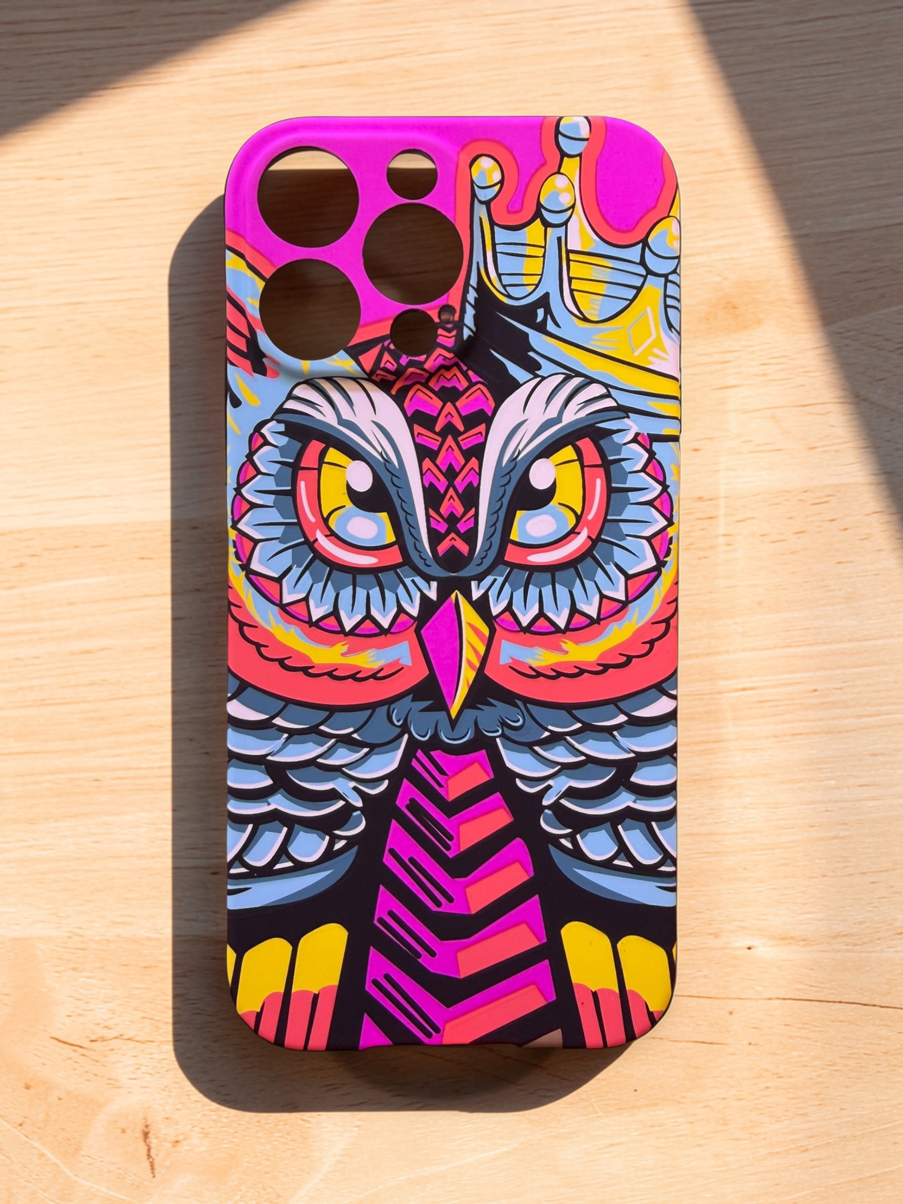 Iphne 16 Pro Max -Printed Owl Case-Pink
