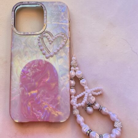 Iphone 15 Pro Max -Premium Stones Heart Case-Ladies
