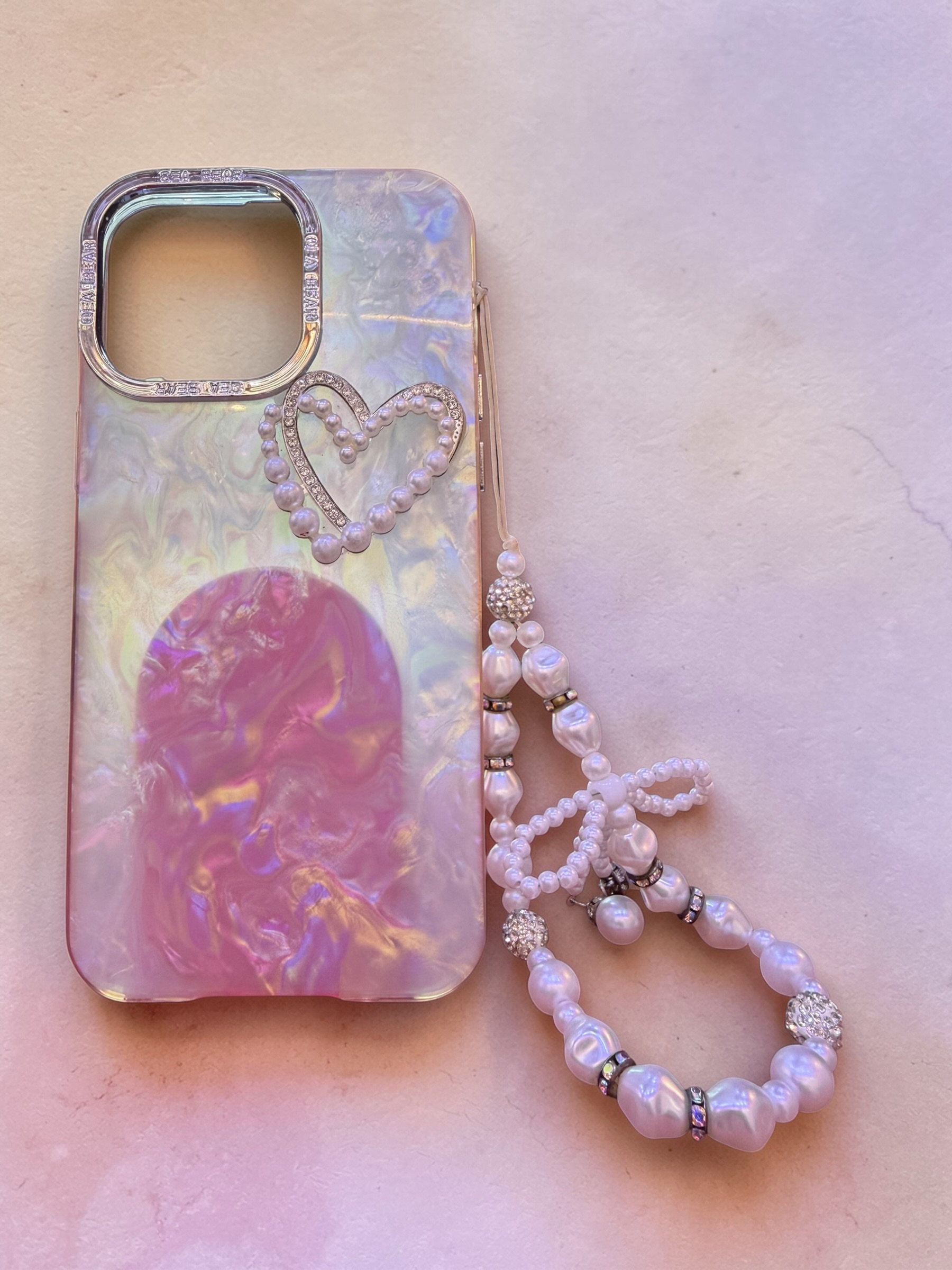 Iphone 15 Pro Max -Premium Stones Heart Case-Ladies