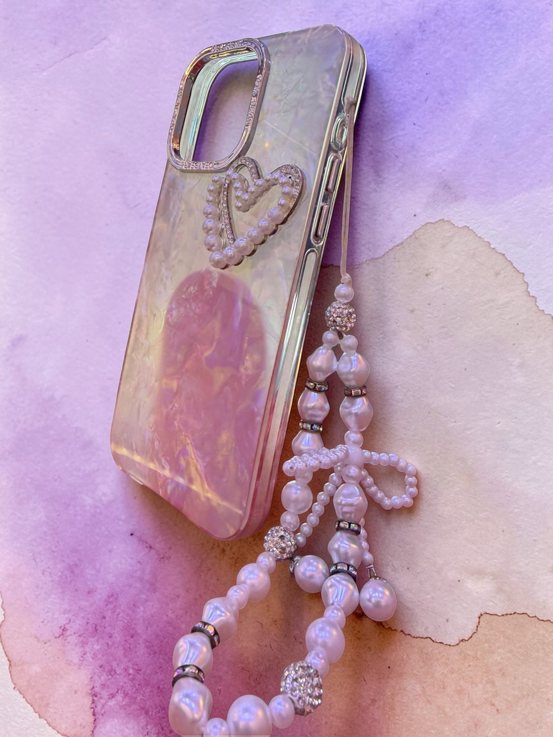 Iphone 15 Pro Max -Premium Stones Heart Case-Ladies - Image 2