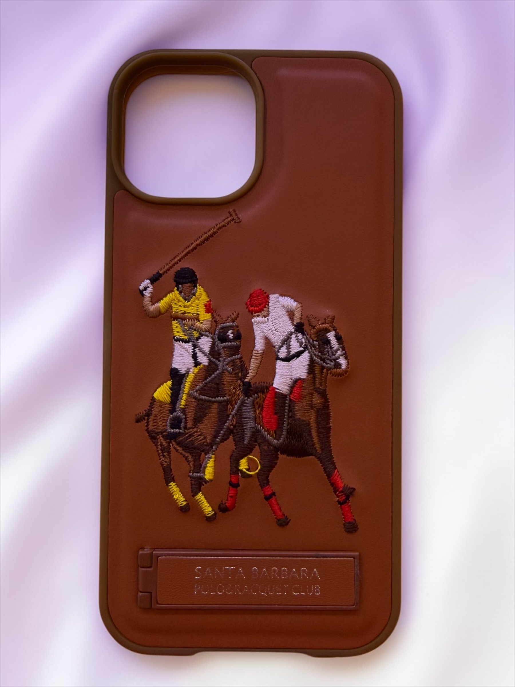 IPHONE 15 - POLO EMBROIDERY STAND CASE (LEATHER)